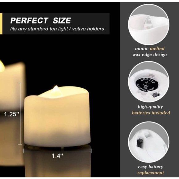48 pack | Warm White Tea Flameless Lights Long Lasting Battery Wedding Decor - Picture 3 of 4